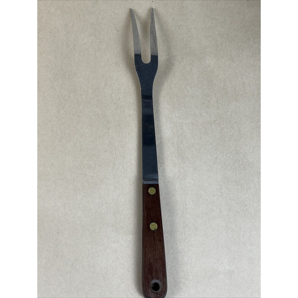 Vintage Robinson Knife Co USA‎ Stainless Meat Carving Fork Wood Handle 12.25" - Picture 5 of 6